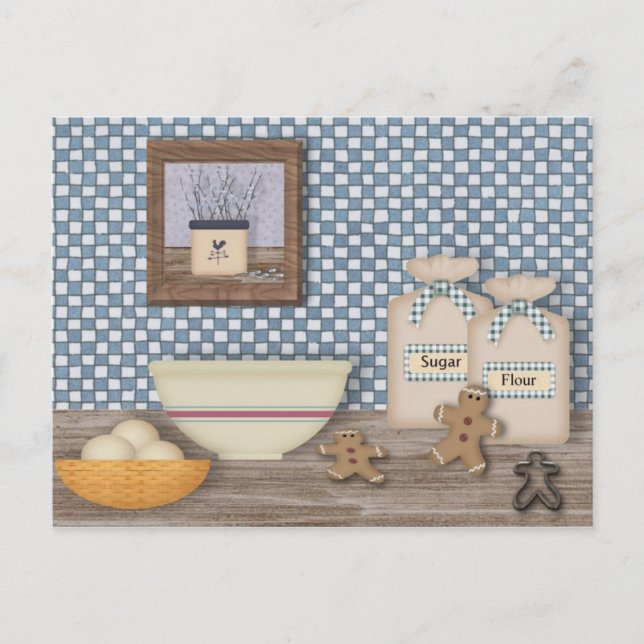 Postale Baking Gingerbread Hommes Recette Carte (Devant)