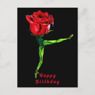 Postale Ballerina Rose Ballet Dancer Anniversaire Carte