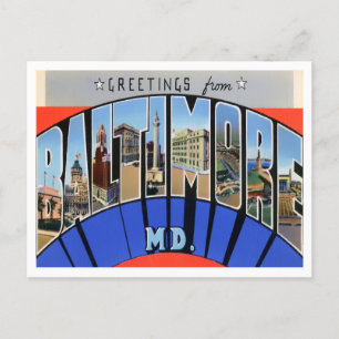 Postale Baltimore, Maryland Vintage Big Lettres Carte post