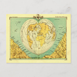 Postale Bartholomew Carton en forme de coeur Carte Mondial