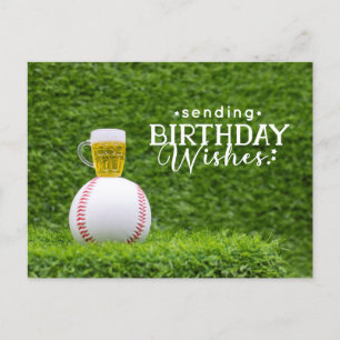 Postale Baseball avec joyeux Anniversaire avec Carte Bière