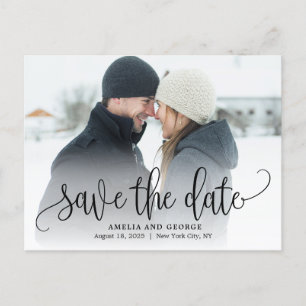Postale Belle Calligraphie Photo Enregistrer La Date Carte