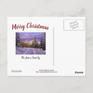 Postale Belle carte de Noël de montagne enneigée