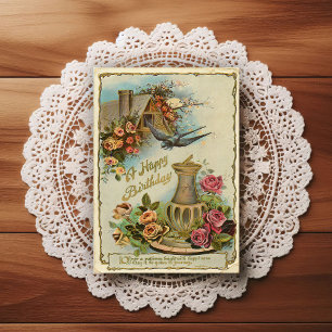 Postale Belle Carte de Vœux d'Anniversaire Vintage du Débu