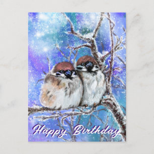 Postale Belle Éperviers En Hiver Carte Anniversaire