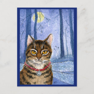 Postale Belle fée de chat ailes de libellules et carte pos