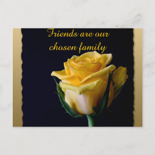 Postale Belle Rose Jaune sur Carte de Vœux d'Amitié Noire