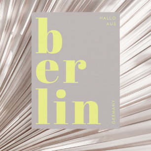Postale Berlin Allemagne typographie moderne jaune Carte p