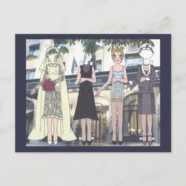 Postale Betty, Mariée Art déco de 1928 Papier Doll Carte p (Devant)