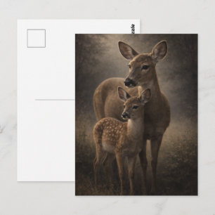 Postale Biche et faon   Art faunique de cerf   Carte posta