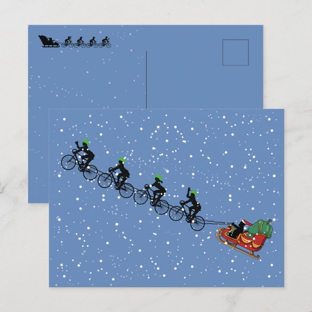 Postale Bicyclettes Tirage Sleigh Carte de voeux pliée (Devant / Derrière)