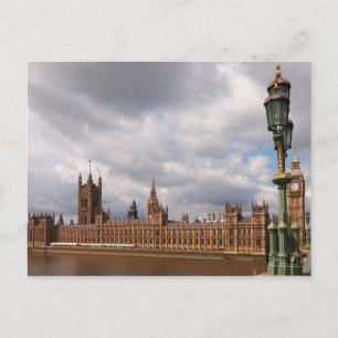 Postale Big Ben et la carte des Chambres du Parlement à Lo