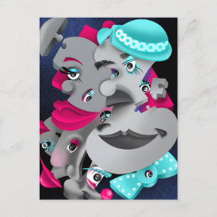 Postale Bits et pièces - Surreal Puzzle faces Carte postal