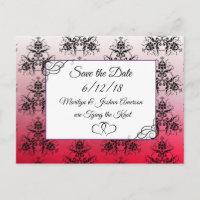 Black Red Mariage damassé Enregistrer la carte pos