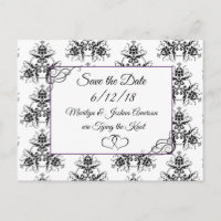 Black White Mariage damassé Enregistrer la carte p