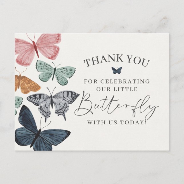 Postale Boho Butterfly Carte de remerciements anniversaire (Devant)