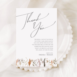 Postale Boho Fleur Sauvage d'Automne   Carte de Remercieme