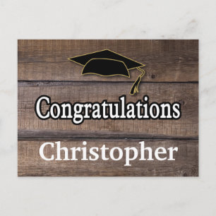Postale Bois rustique Mots de conseil Graduation Carte pos
