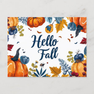 Postale Bonjour Automne carte de voeux avec fleurs