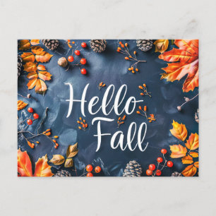 Postale Bonjour Automne carte de voeux avec fleurs