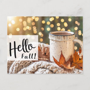 Postale Bonjour Automne carte de voeux avec tasse