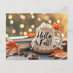 Postale Bonjour Automne carte de voeux avec tasse