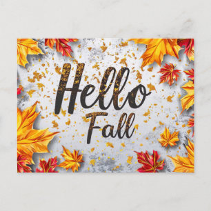 Postale Bonjour carte de vœux d'automne avec des fleurs
