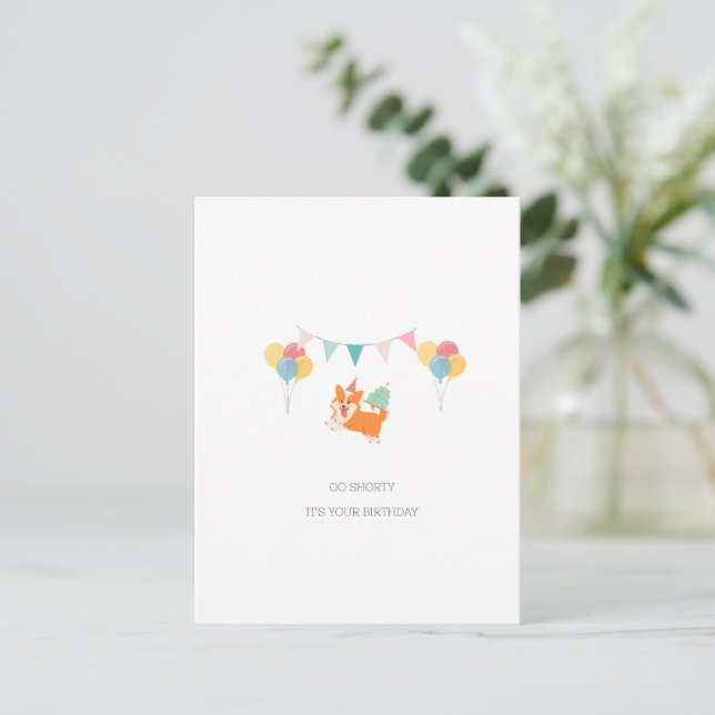 POSTALE BONJOUR D'ANNIVERSAIRE CARTE CORGI (Debout devant)