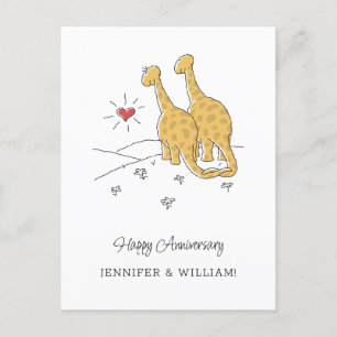 Postale Bonne carte de dinosaures mariées à l'anniversaire
