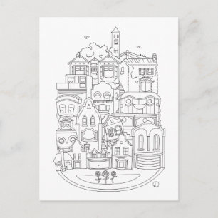 Postale Bonne nouvelle couleur de maison dans carte postal