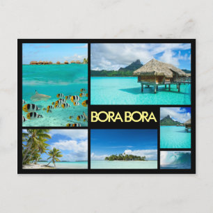 Postale Bora Bora multiple image collage noir carte postal