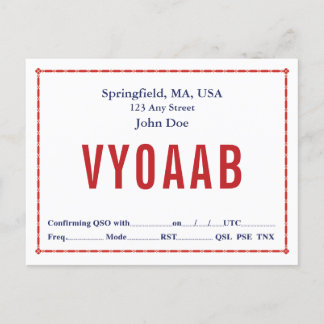 Postale Bordure de la chaîne rouge rétro de carte QSL
