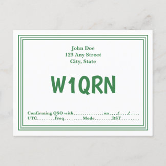 Postale Bordure de la ligne verte rétro de la carte QSL