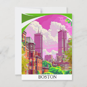 Postale Boston Art Print, poster de voyage, Carte postale,