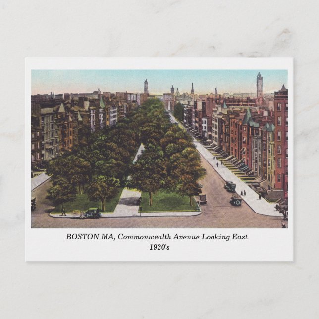 Postale Boston MA, Commonwealth Ave. Afficher la carte pos (Devant)
