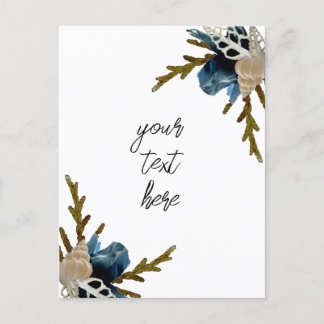 Postale Bouquet floral côtier carte de voeux pliée marine