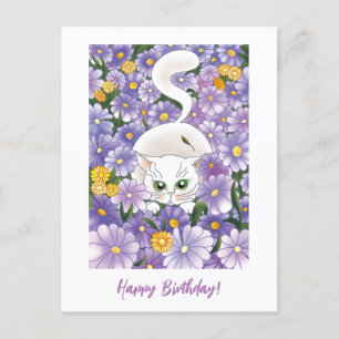 Postale Budget Curieux Chat Vintage Carte de voeux Anniver