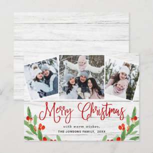 Postale Budget Noël Rustic 3 PHOTO Carte de voeux