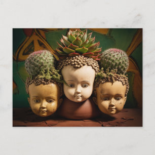 Postale Cactus et semelles de tête succulente Carte postal
