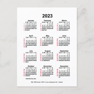 Postale Calendrier ISO hebdomadaire 2023 blanc par carte p