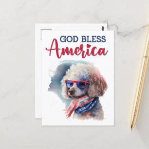 Postale Caniche Patriotique, Dieu Bénisse l'Amérique Carte