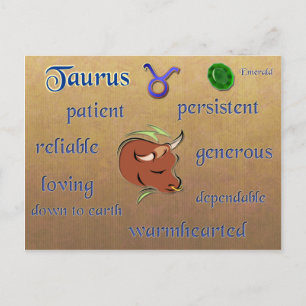Postale Caractéristiques du zodiaque du Taurus carte posta