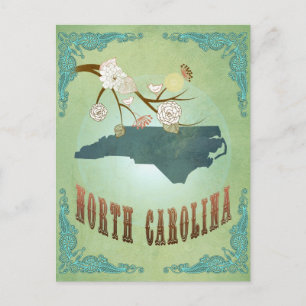Postale Caroline du Nord Carte d'état Vintage moderne - Ve