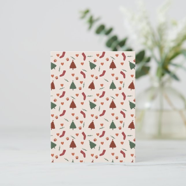 Postale Carte (10,8 x 14,2 cm) - Christmas Pattern (Debout devant)