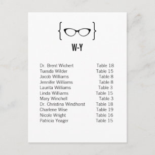 Postale Carte 14 Lunettes Geeky Tableau de siège Carte pos
