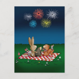 Postale Carte 4 juillet humoristique avec Fireworks - Ami