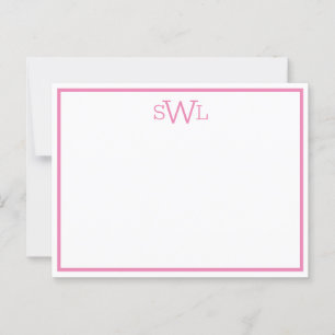 Postale carte à plat minimaliste rose et blanc