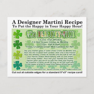 Postale Carte à recette Martini de la Saint Patrick de Bla