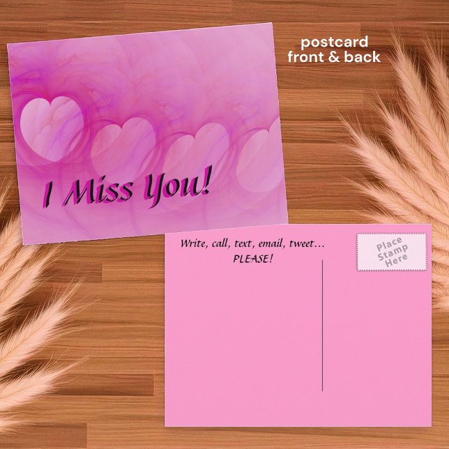 Postale Carte Abstraite Pink Heart Post (postcard insitu front and back )