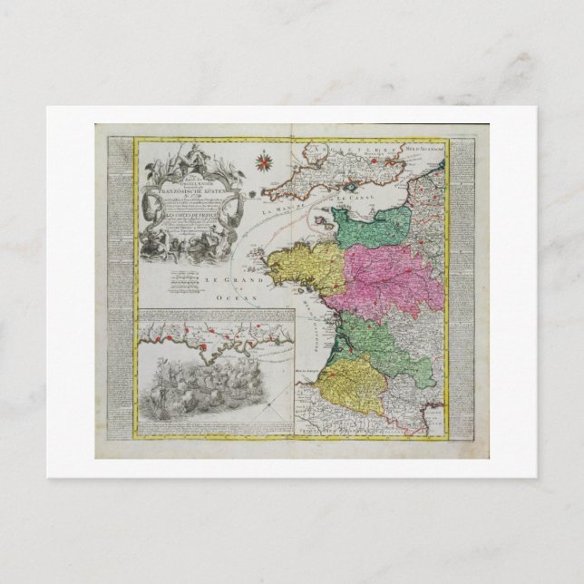 Postale Carte allemande montrant les attaques navales angl (Devant)